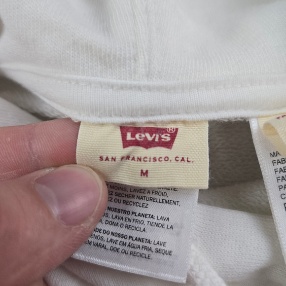 Levi’s White Cropped Graphic Hoodie California Fruit Logo Sweatshirt Size Medium - Picture 7 of 9